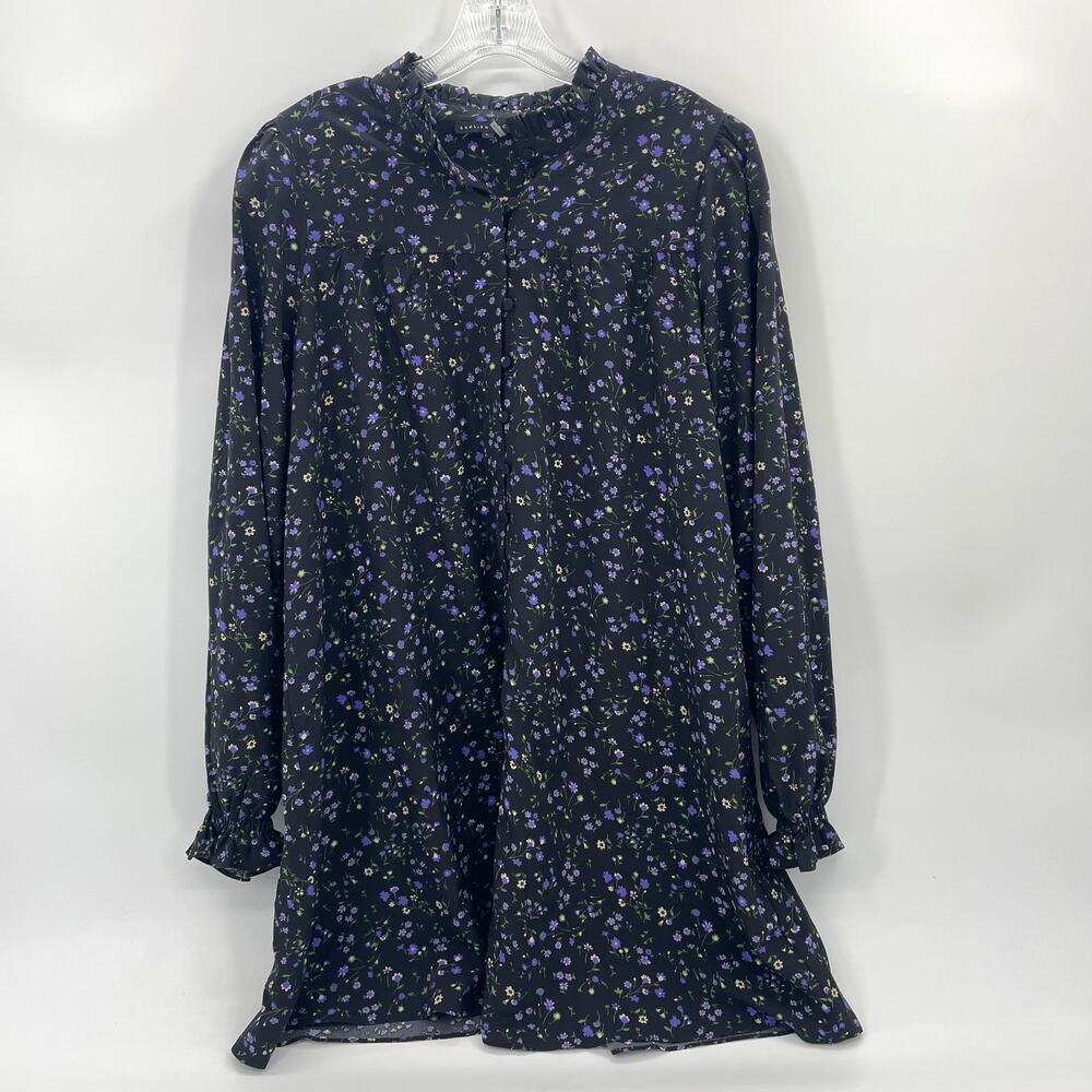 ENGLISH FACTORY Shift Dress Womens Size L Long Sleeve Prairie Mini Floral